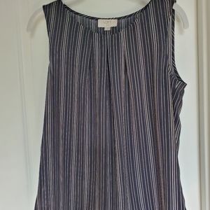 Loft Outlet Petite Sleeveless Shell, Black/White Striped, Size Small Like New